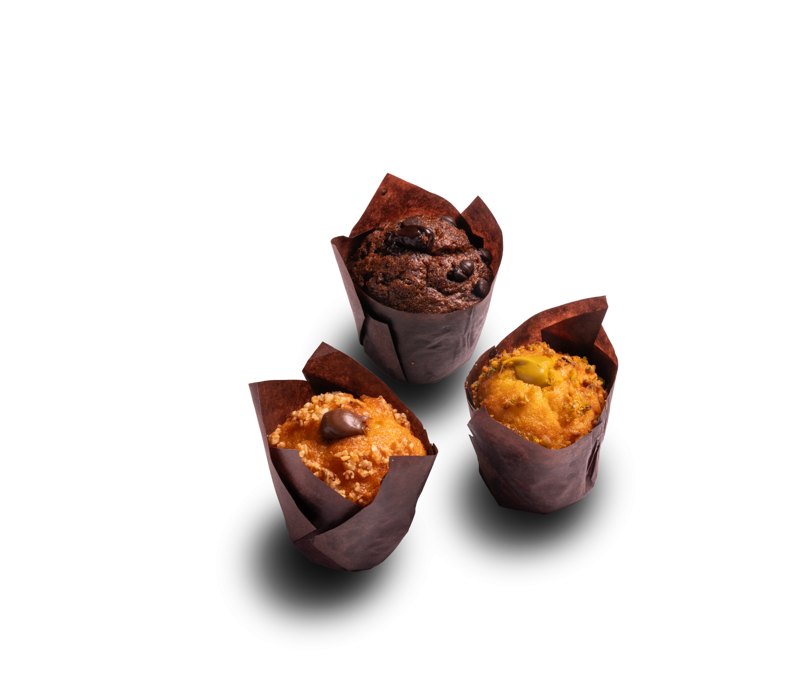 Mini muffin pistacchio, gianduja e triciok