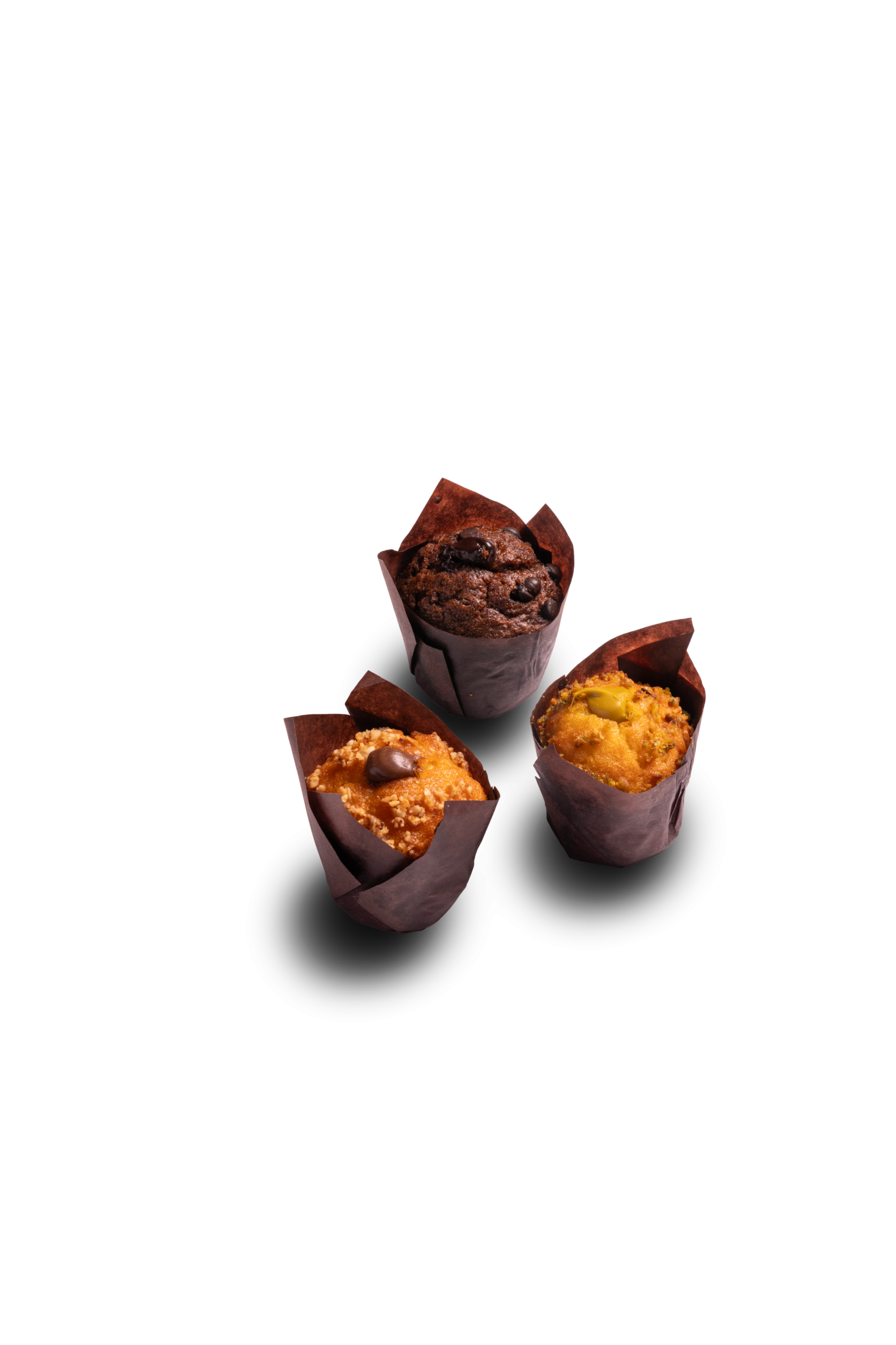 Mini muffin pistacchio, gianduja e triciok